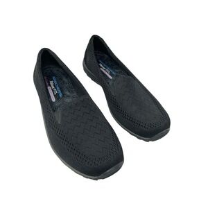 Skechers Women's 7.5 Black‎ Slip On Loafer Shoes Reggae Fest Willows Memory Foam